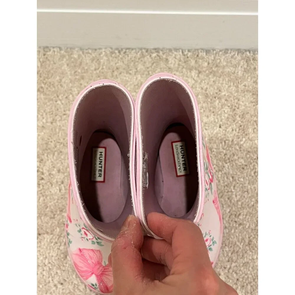 Hunter X Love Shack Fancy Boots Girls Kids Size US 7 Pink Bows - Picture 5 of 11